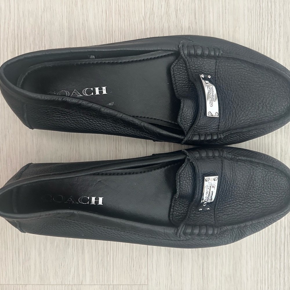 Coach Black Leather Flats